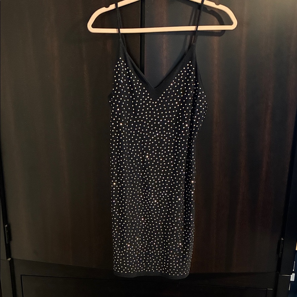 Love J Black Mini Dress with White Dots